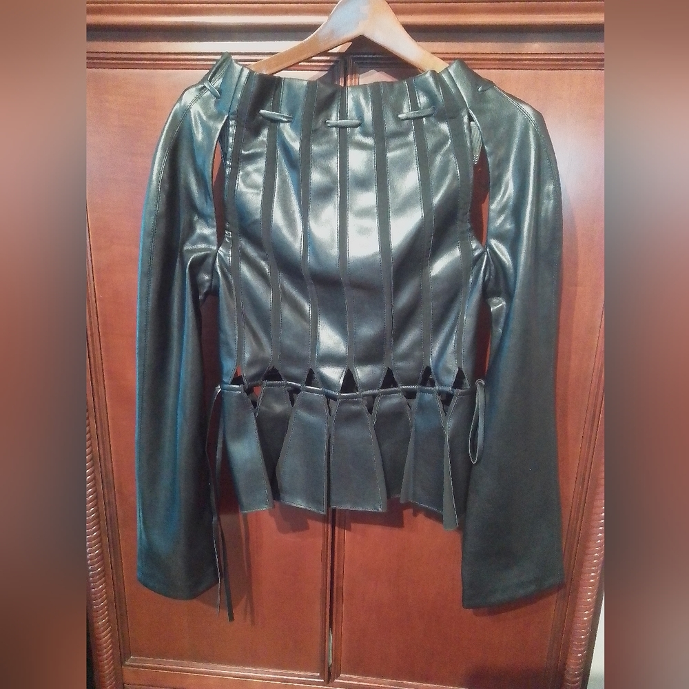 Jonathan Simkhai Yasmin vegan leather top Noir